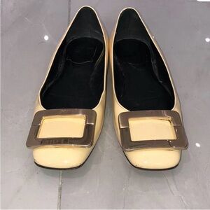 Roger Vivier Belle Vivier Patent Leather Ballet Flats with Gold Buckle